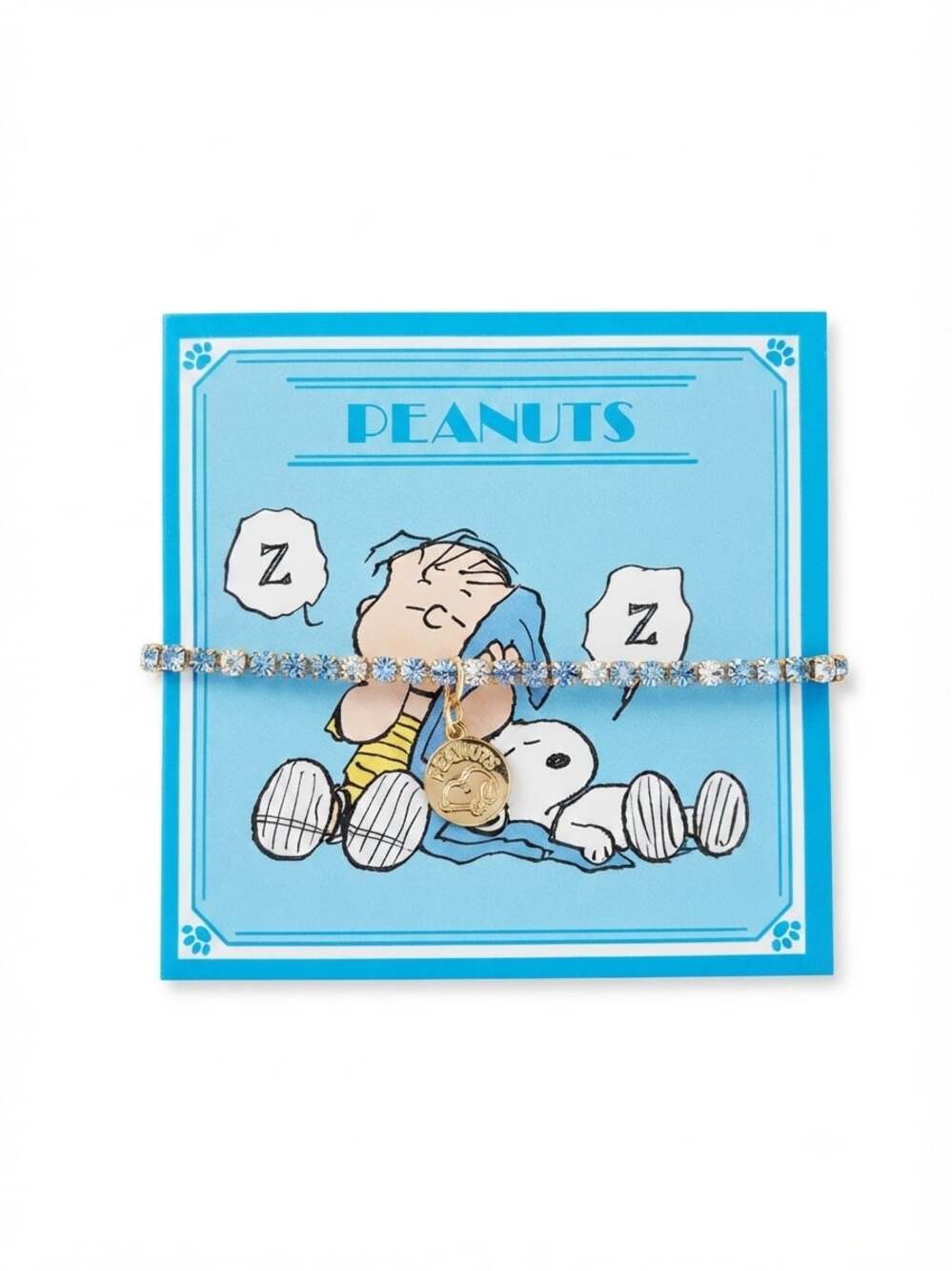 Peanuts Snoopy and Linus Blue Crystal Charm Bracelet